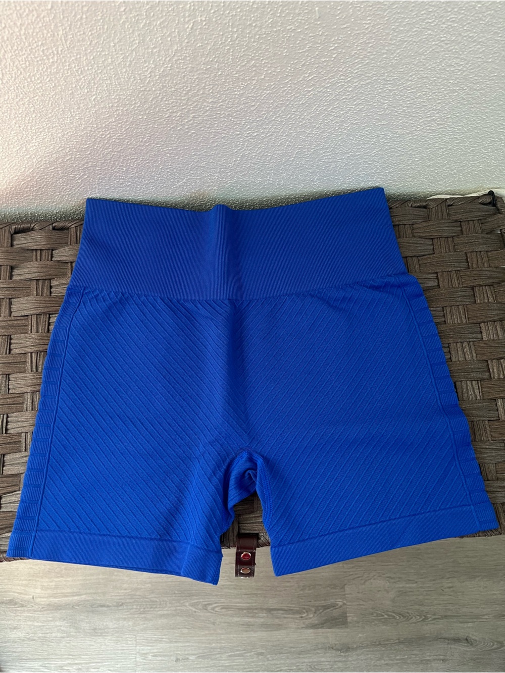 ZYIA Royal Blue High-Waist Textured Bike Shorts